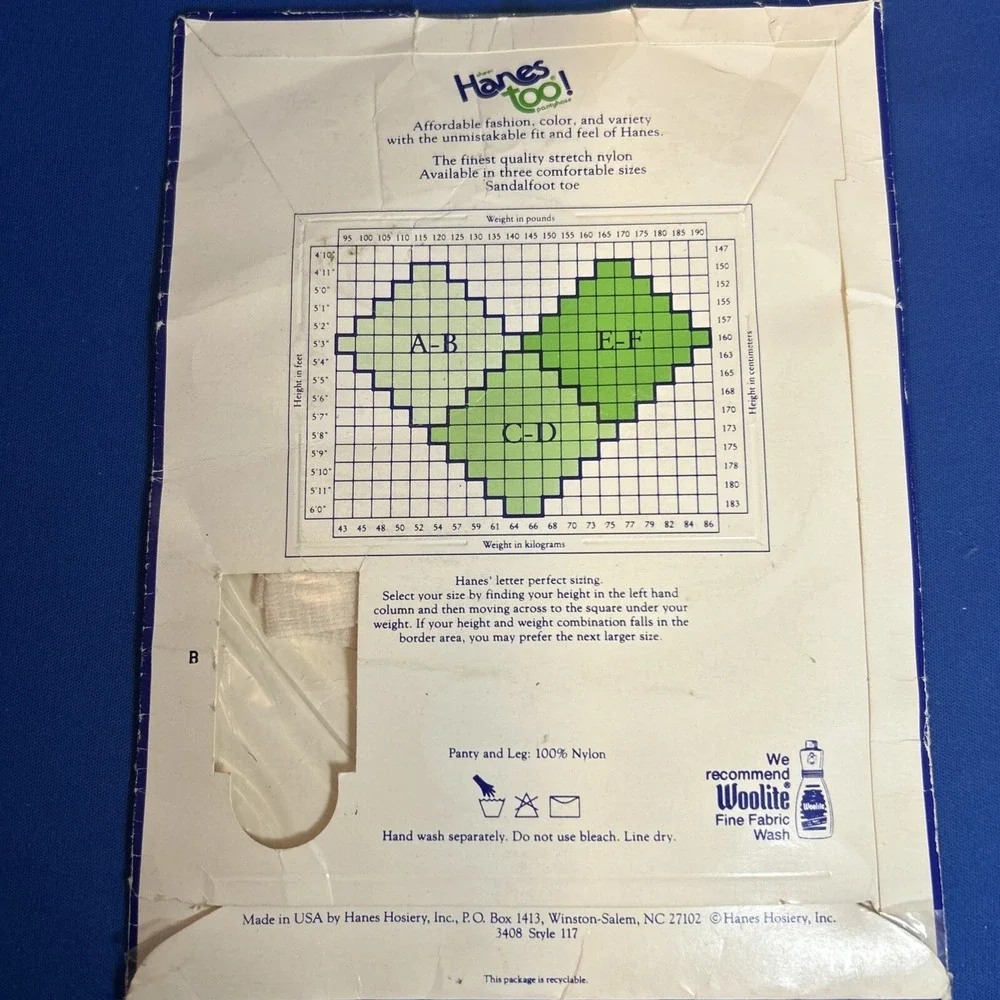Hanes Too Pantyhose Sandalfoot‎ Style 117 White EF Barely There USA 100% Nylon